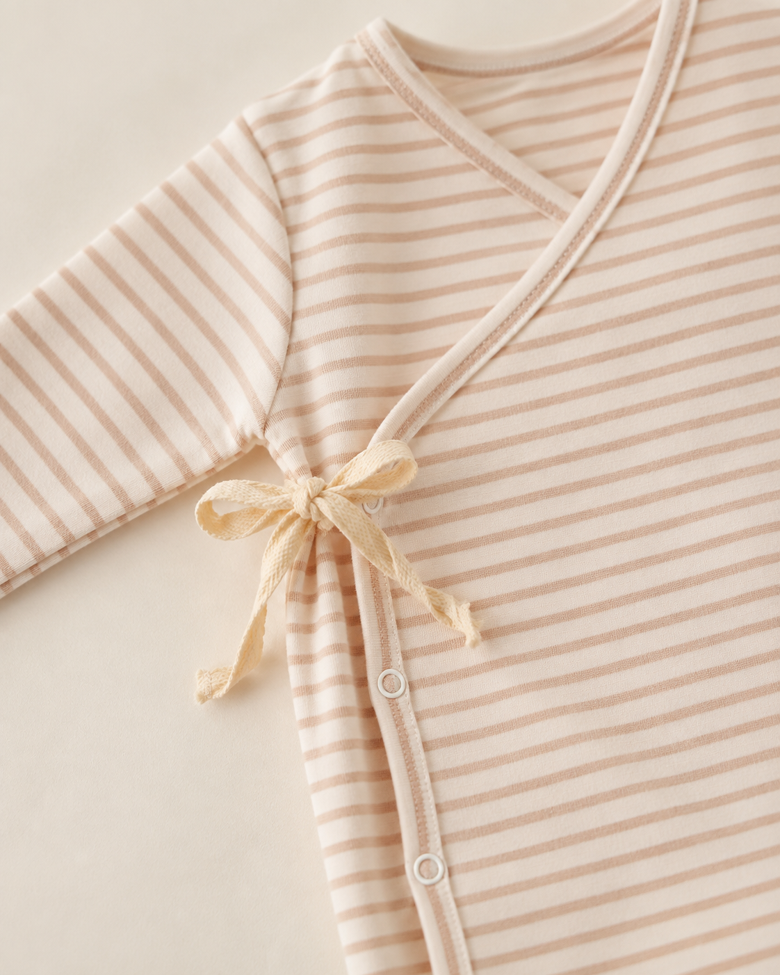 Baby-Wickelstrampler "Soft-Stripes" - Sand/Weiß