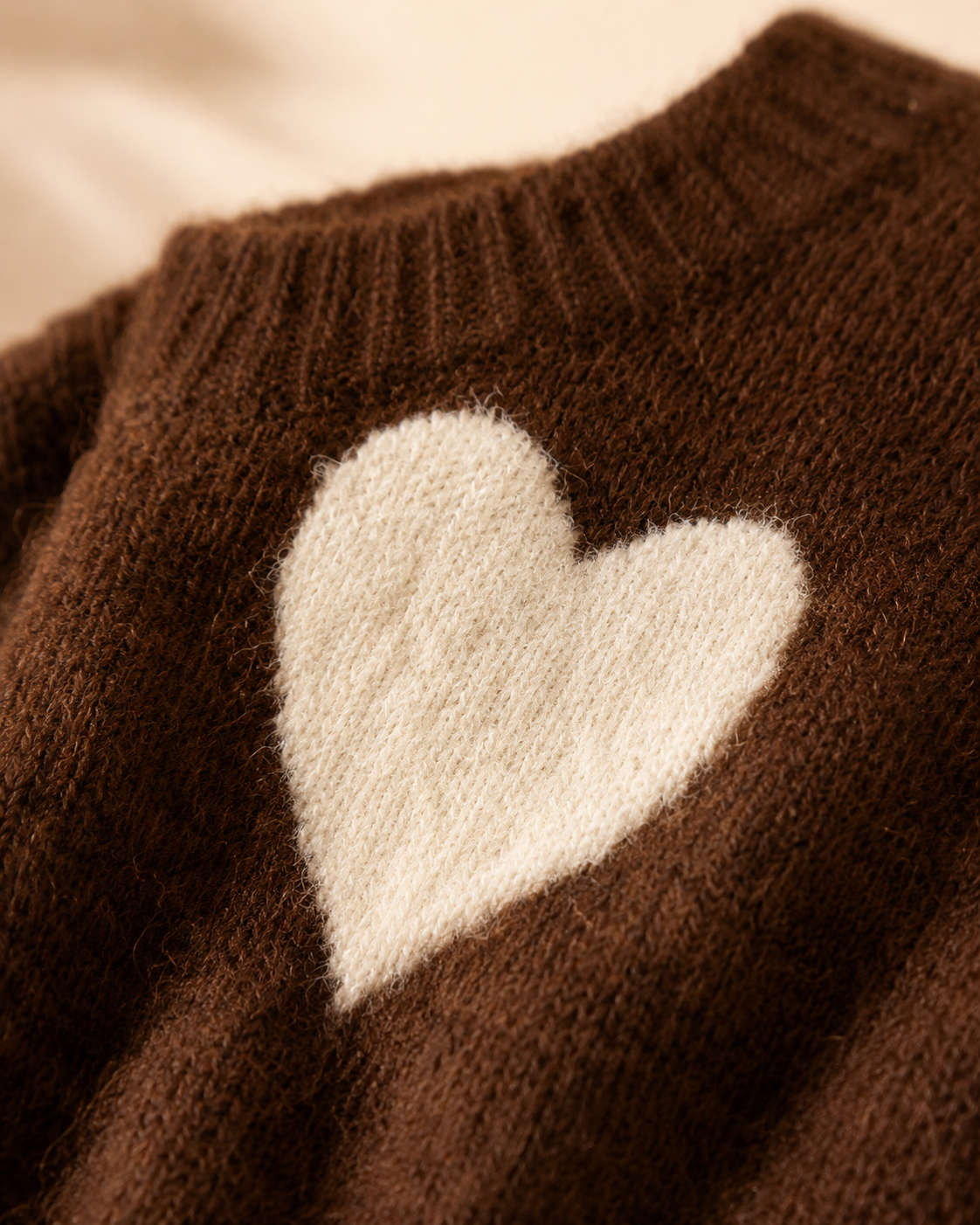 Strickpullover "Amore" - Schoko mit Herzmuster