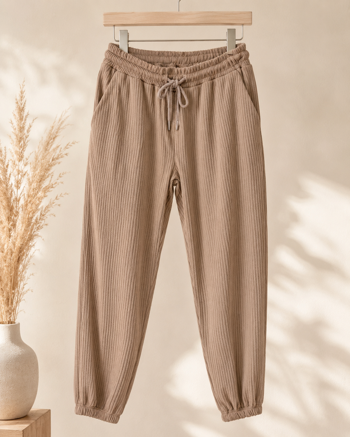 Ripp-Loungewear Set "Mila" in Taupe