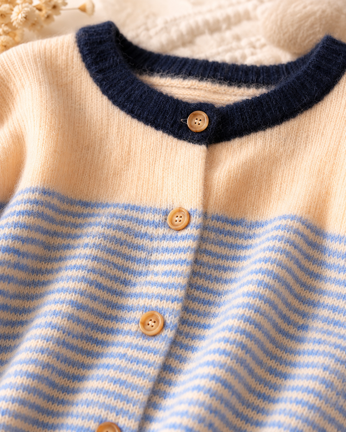 Strickjacke "Nordic Blue" in Creme/Hellblau/Marine