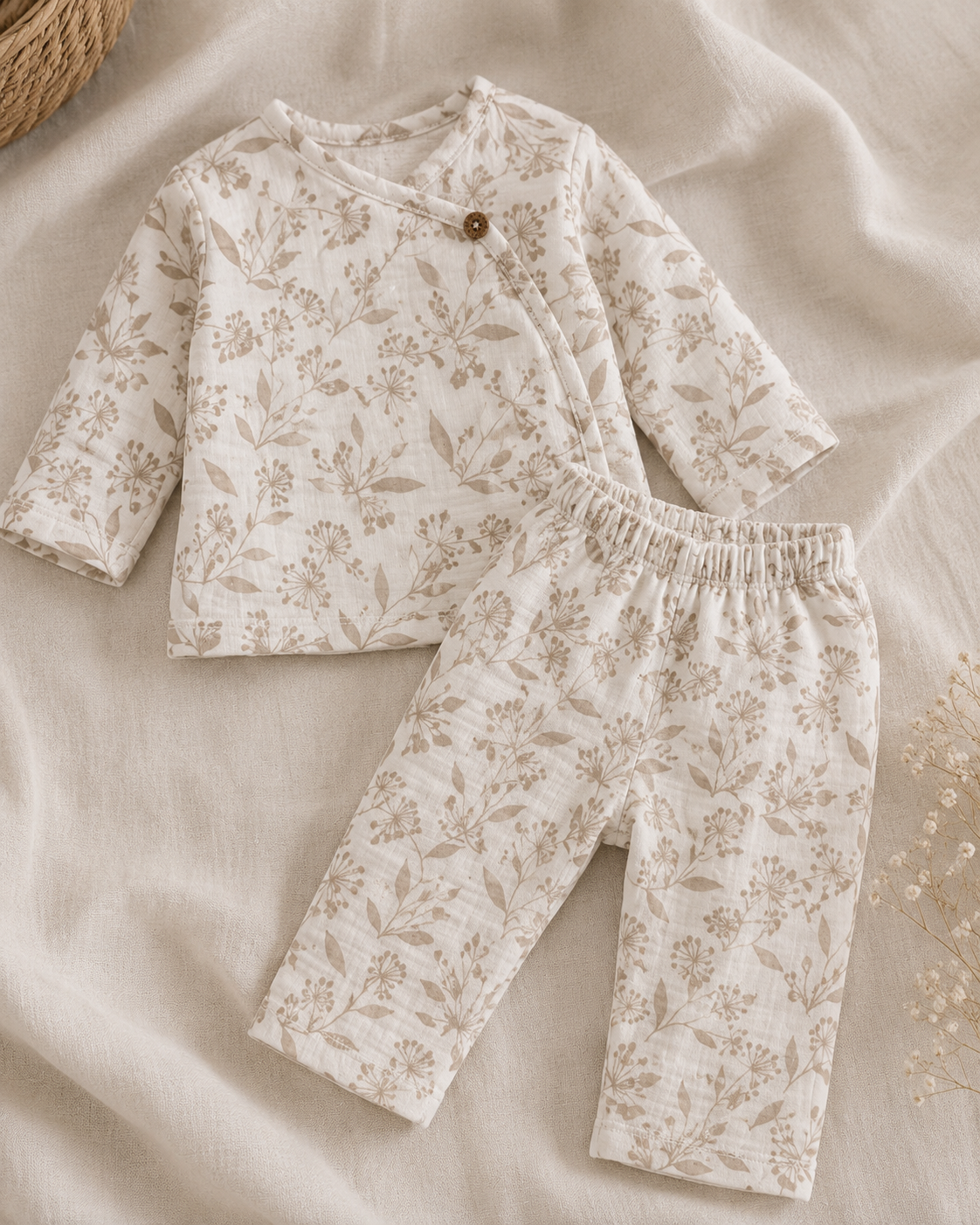 Florina Baby-Set aus 100% Musselin-Baumwolle - Blumenprint