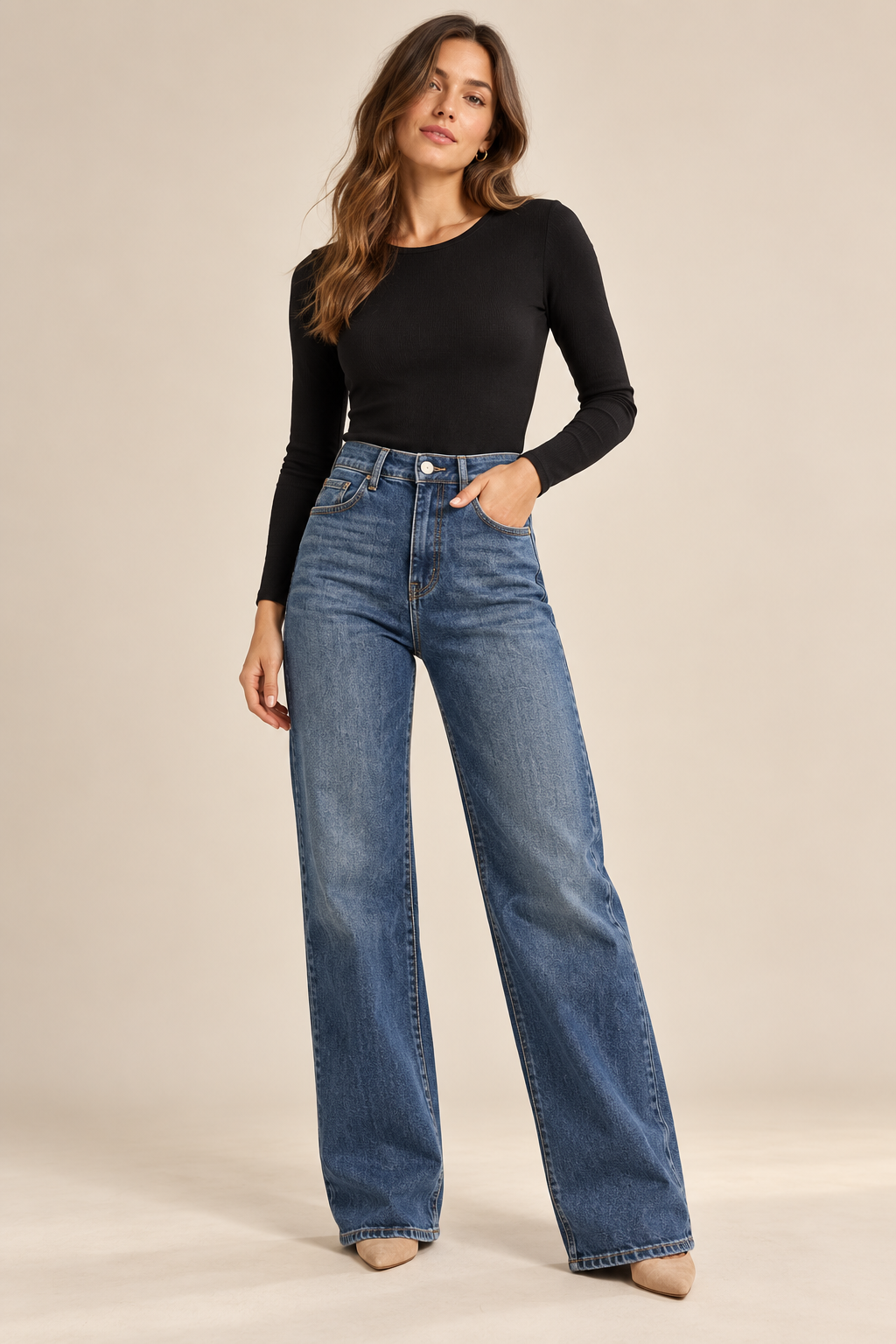 Wide-Leg-Jeans "Blue Flow"