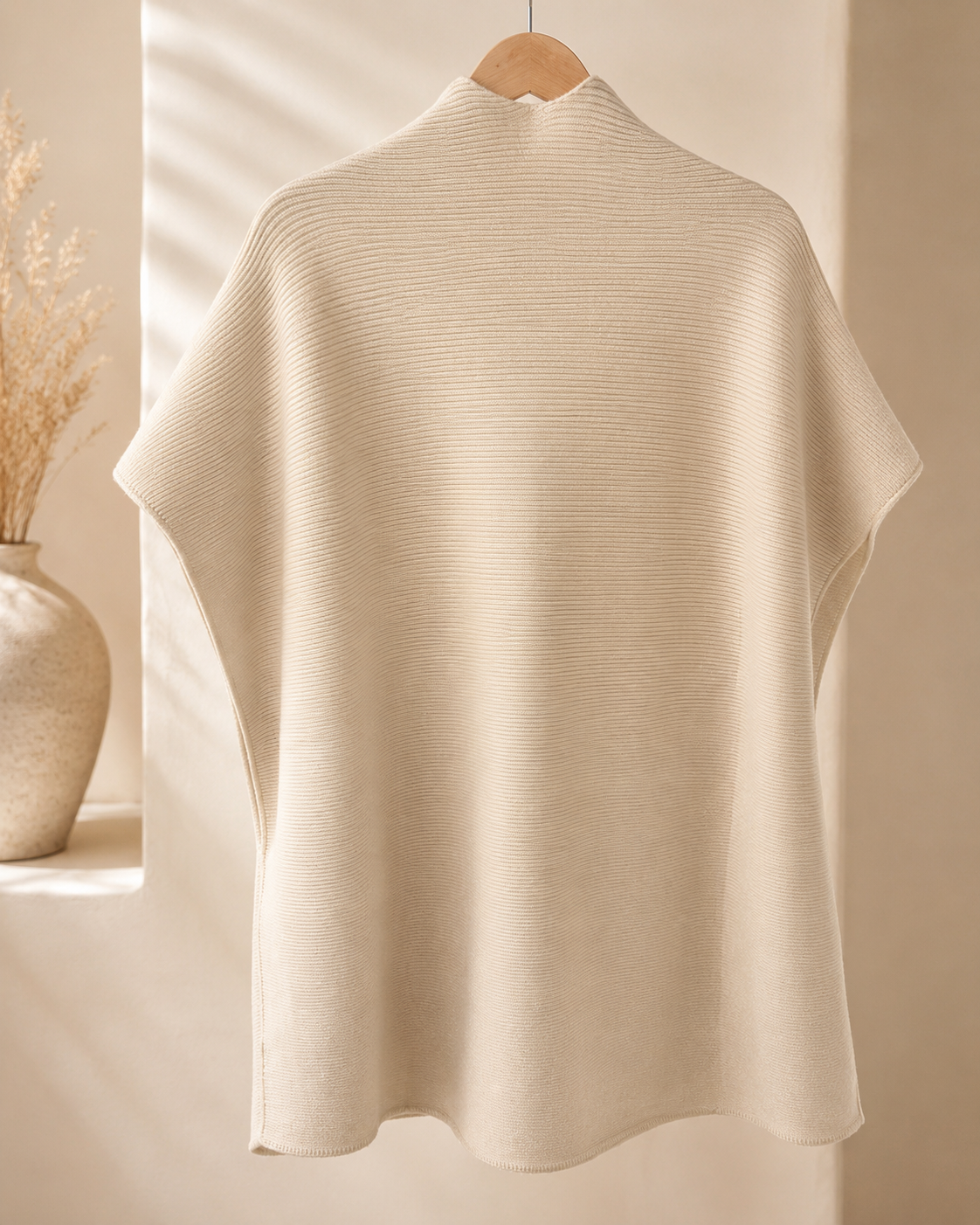 Rippstrick Cape-Weste "Elina" in Beige