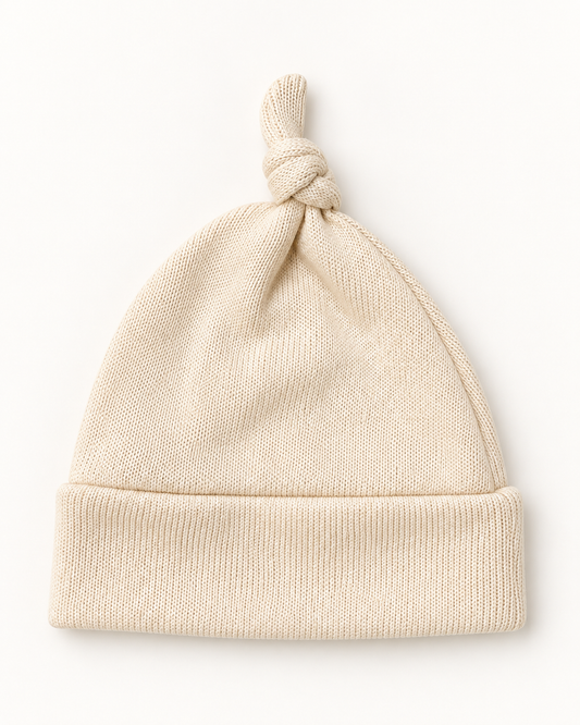 Baby Mütze Soft Neutral mit Knoten