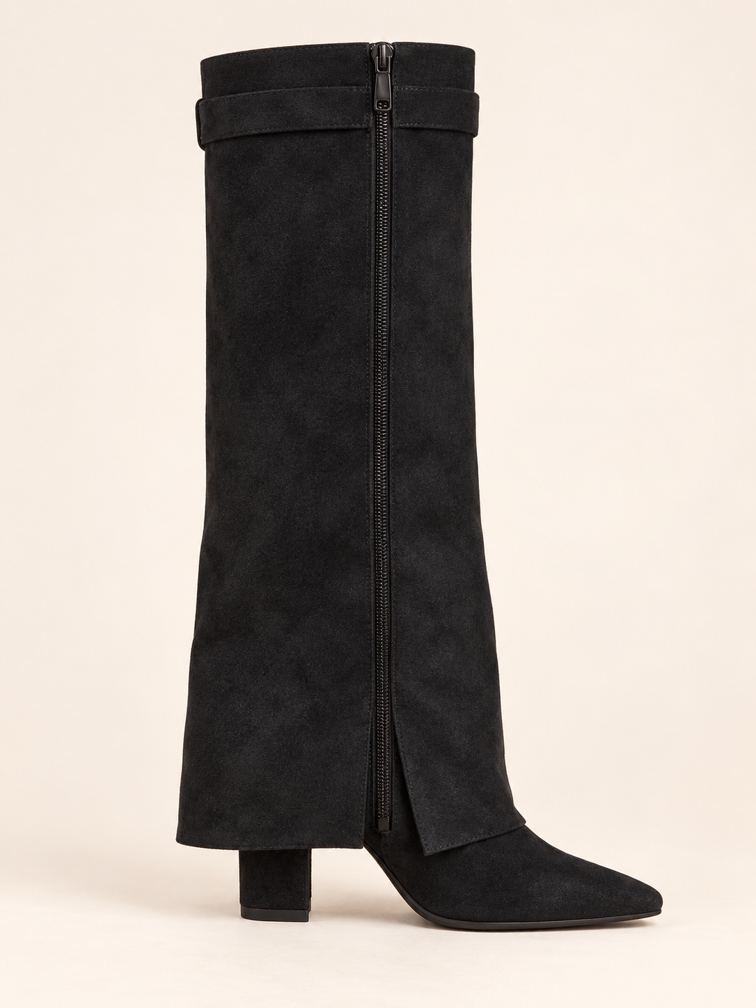 Stiefel Schwarz in Wildlederoptik