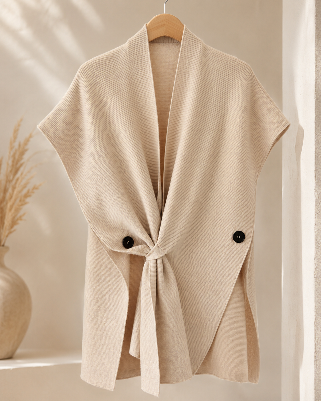 Rippstrick Cape-Weste "Elina" in Beige