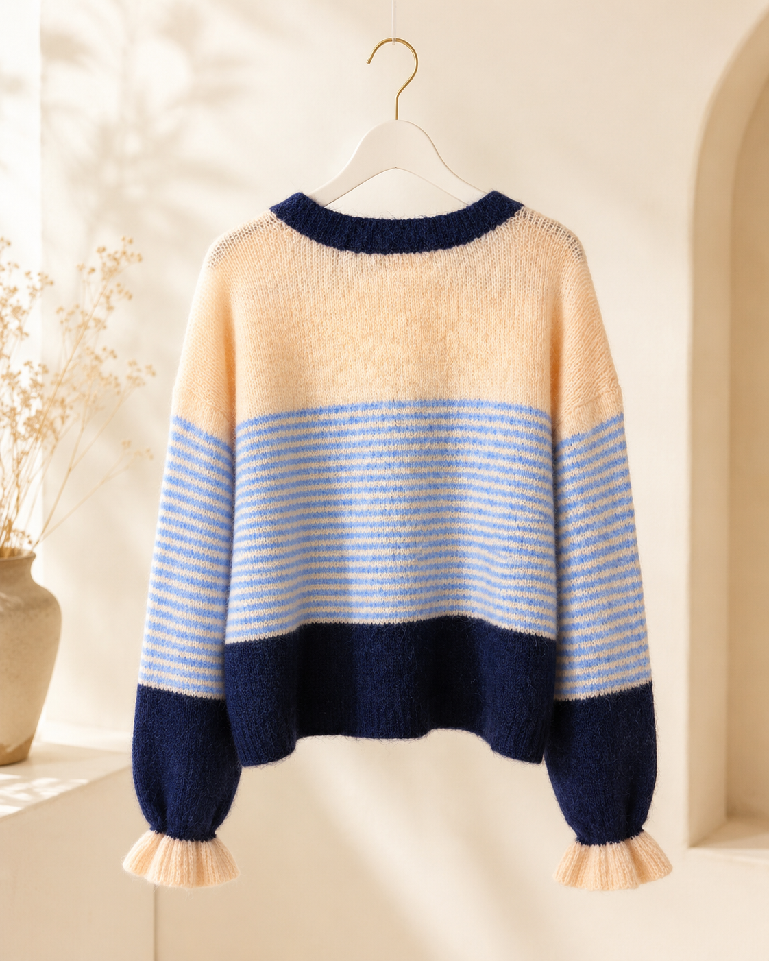 Strickjacke "Nordic Blue" in Creme/Hellblau/Marine