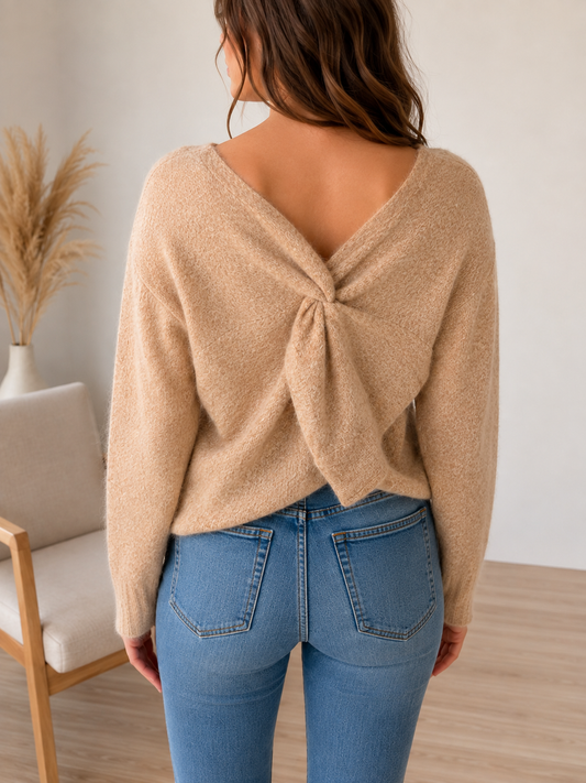 Strickpullover Soft Twist in Taupe