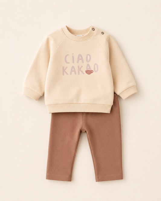 2-teiliges Baby-Set "Ciao Kakao in Beige/Braun