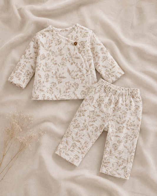 Florina Baby-Set aus 100% Musselin-Baumwolle - Blumenprint