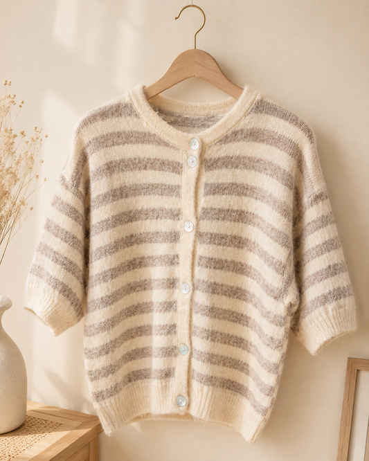 Kurzarm Strickjacke "Elina" gestreift