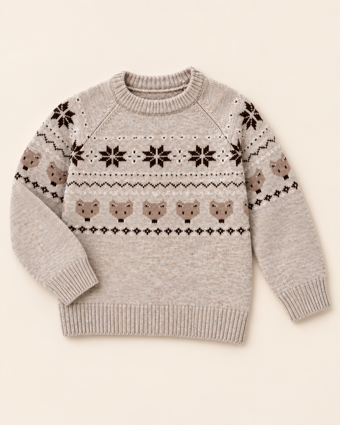 Kinder-Strickpullover "Winterzauber" in Beige