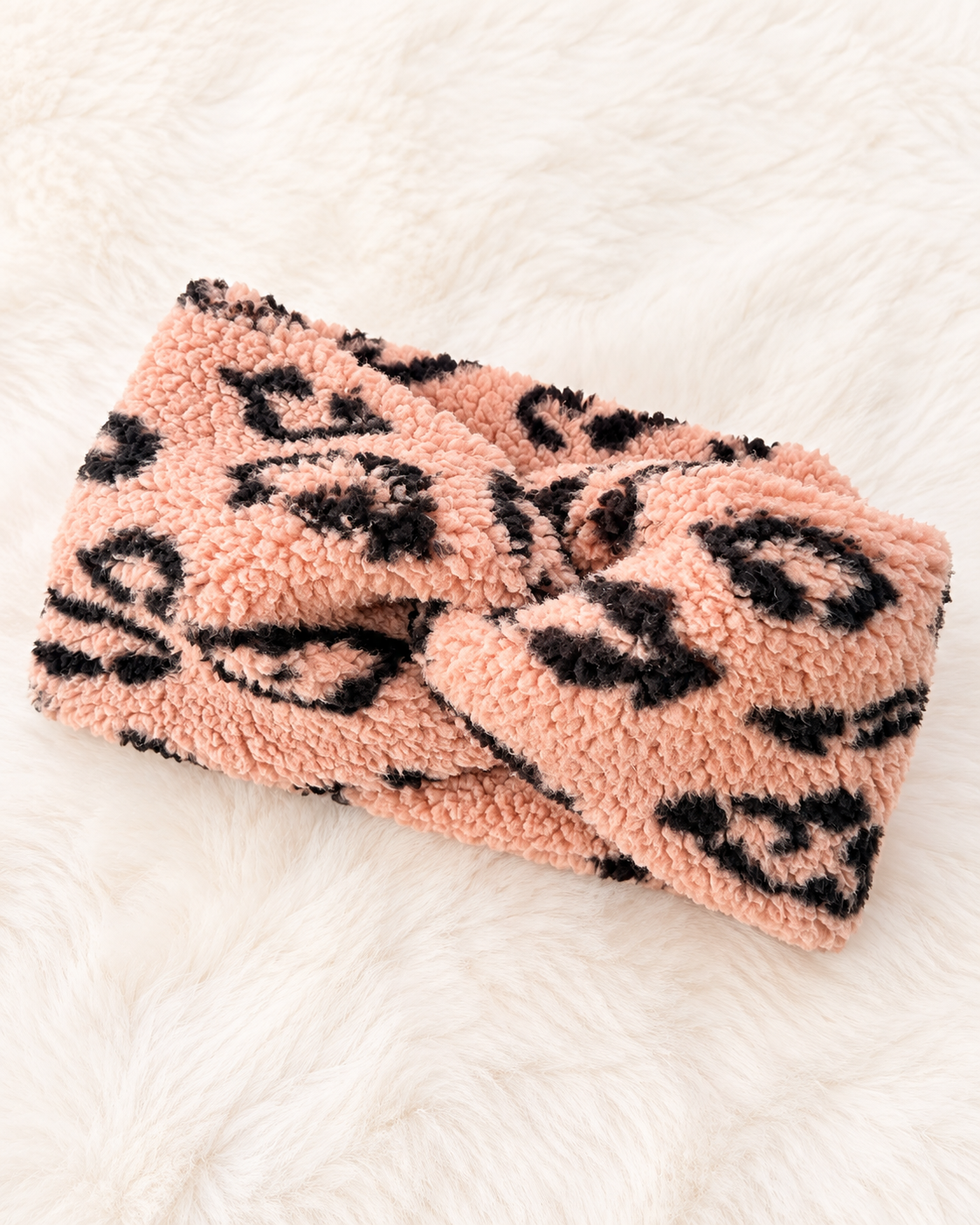 Teddy-Twist-Stirnband mit Leopardenmuster