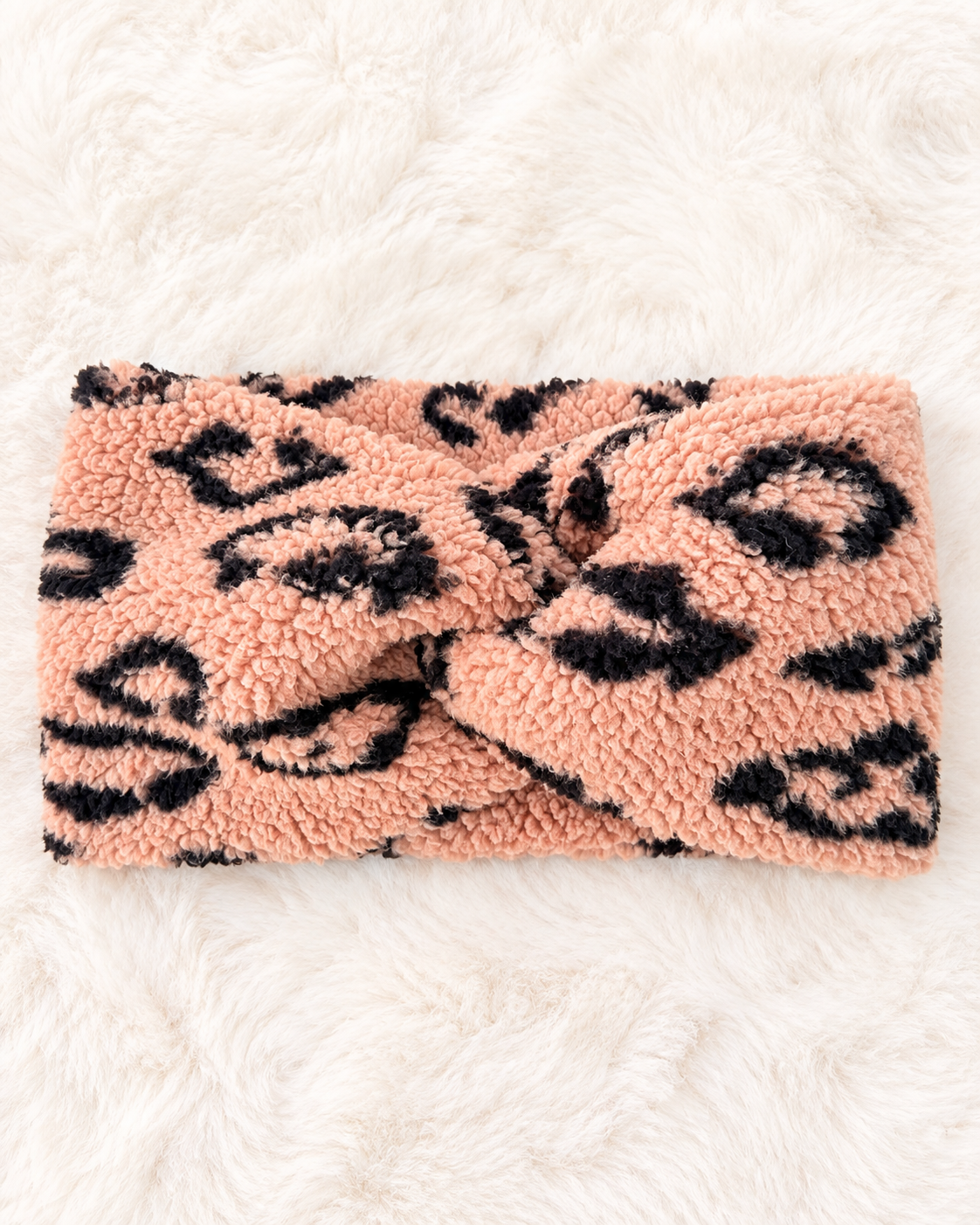 Teddy-Twist-Stirnband mit Leopardenmuster