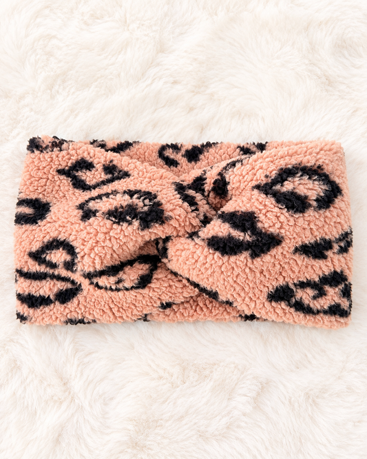 Teddy-Twist-Stirnband mit Leopardenmuster