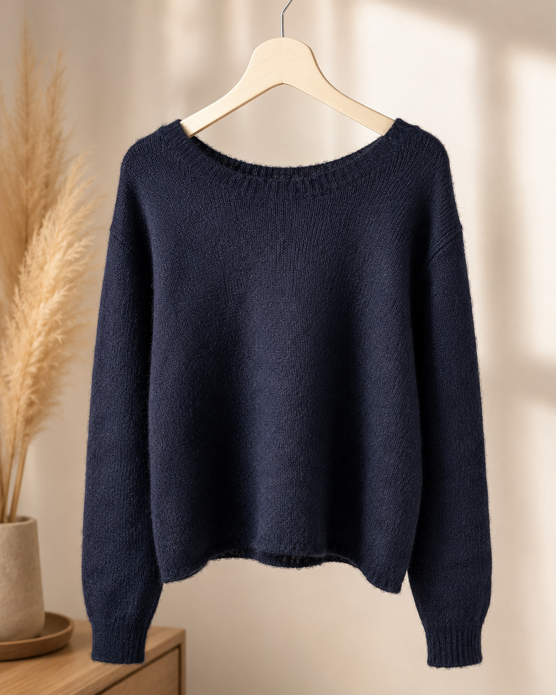 Pullover "Nola" Marineblau mit Punkte-Detail und Rückenknoten
