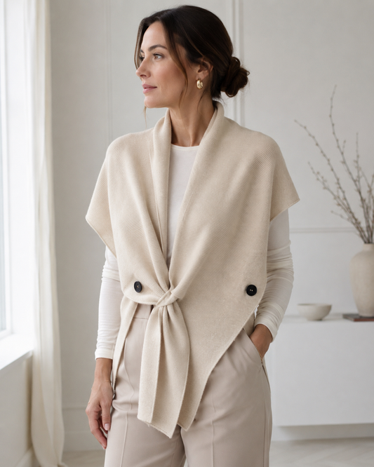 Rippstrick Cape-Weste "Elina" in Beige