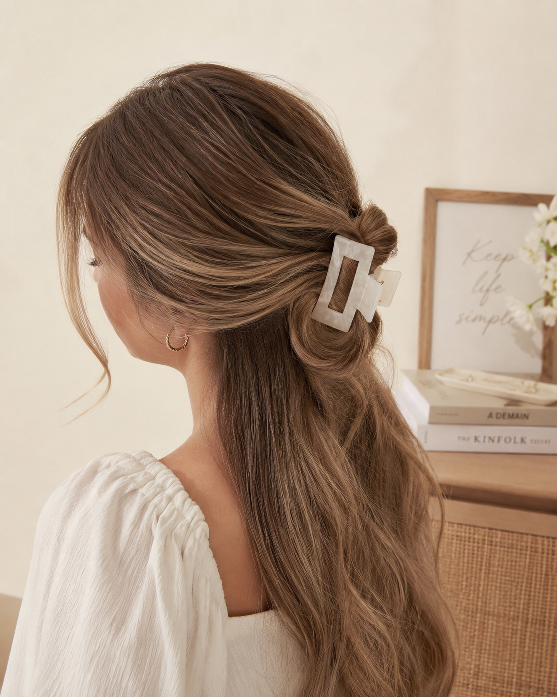 Haarklammer Pearl White