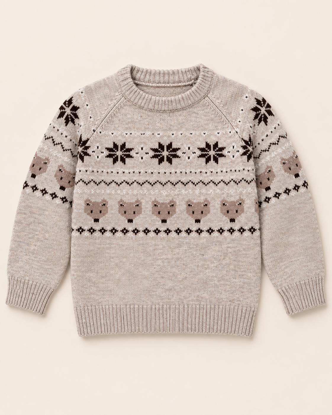 Kinder-Strickpullover "Winterzauber" in Beige