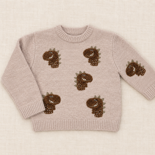 Kinder-Strickpullover "Dino Friends" in Beige