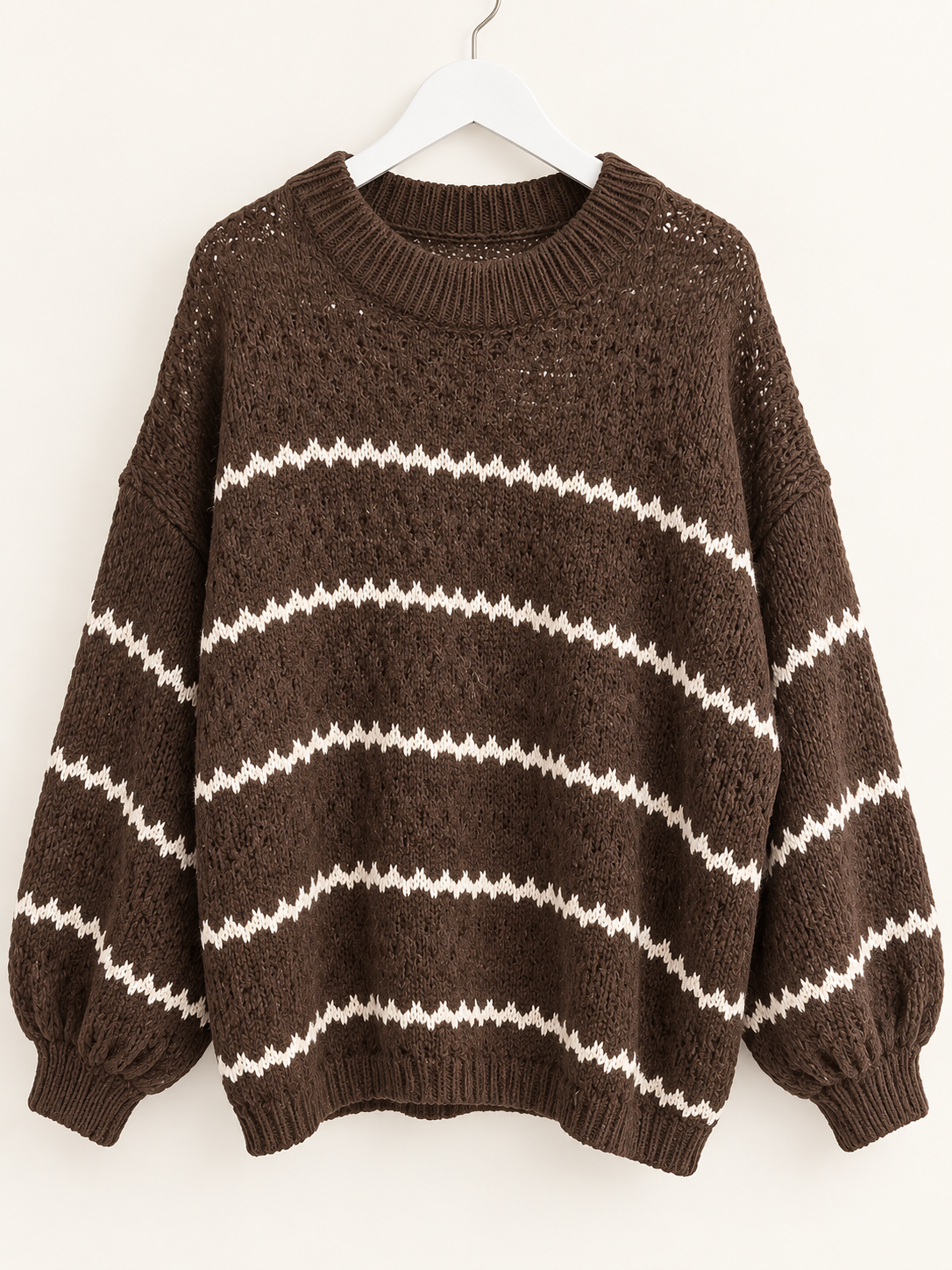 Grober Strickpullover Choco Stripe