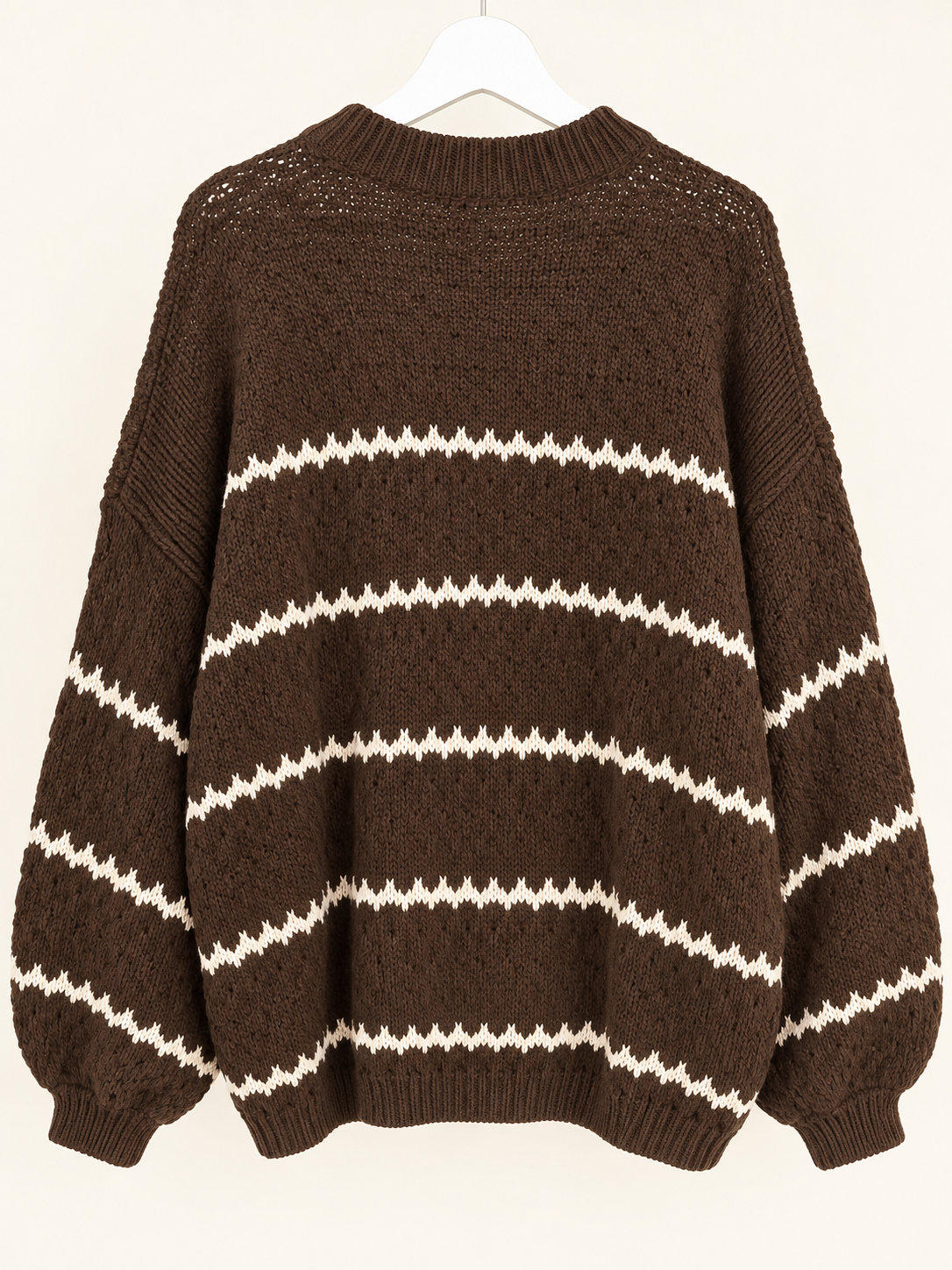 Grober Strickpullover Choco Stripe