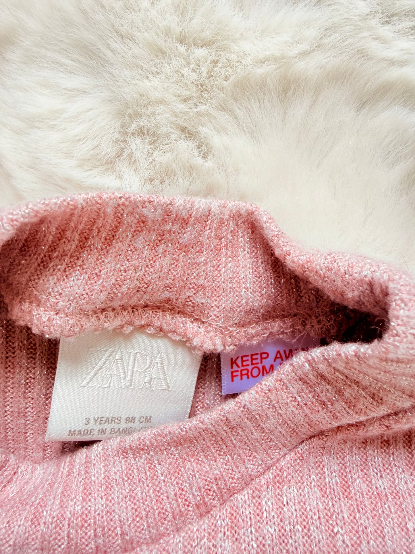 Zara Mädchen Pullover in Rosa mit Schleifendetails l Gr. 98