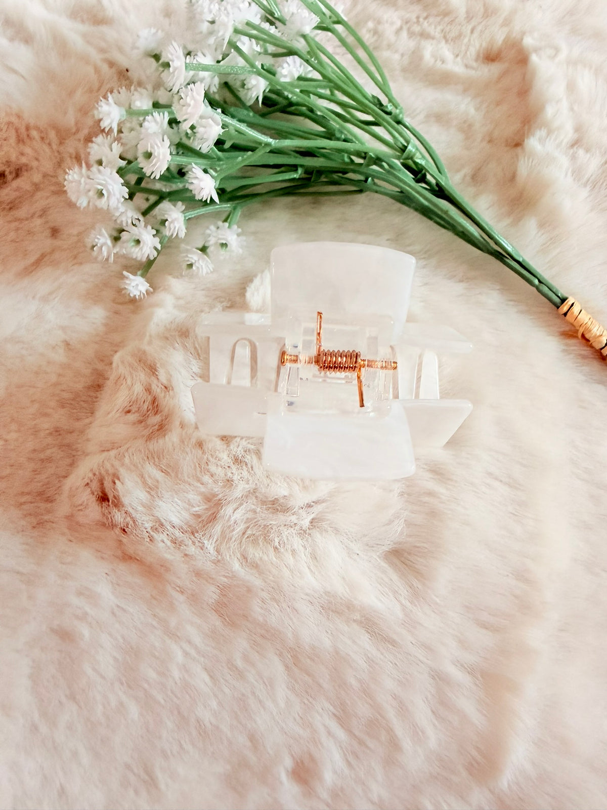 Haarklammer Pearl White