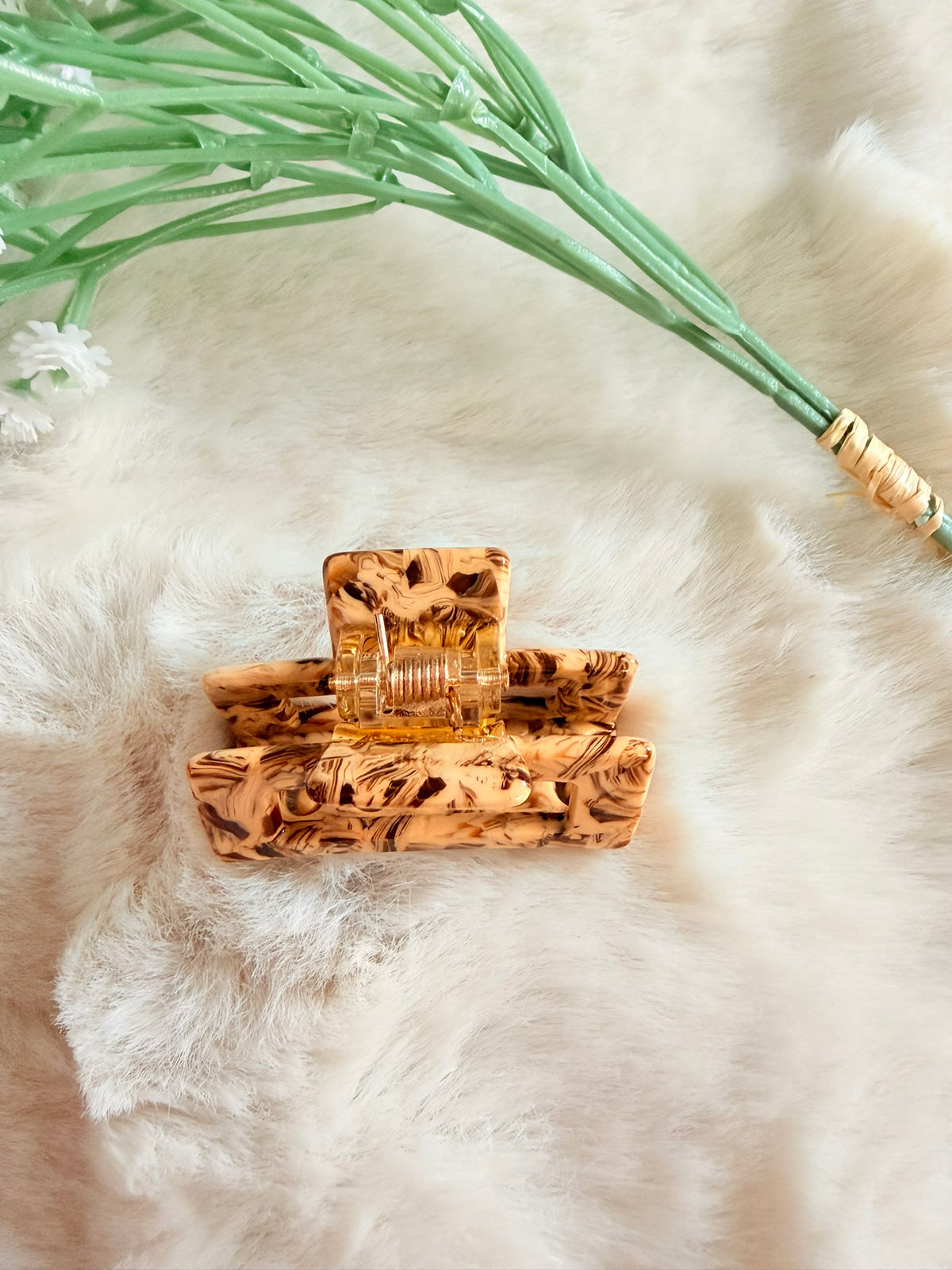 Mini-Haarklammer "Caramel Marble"