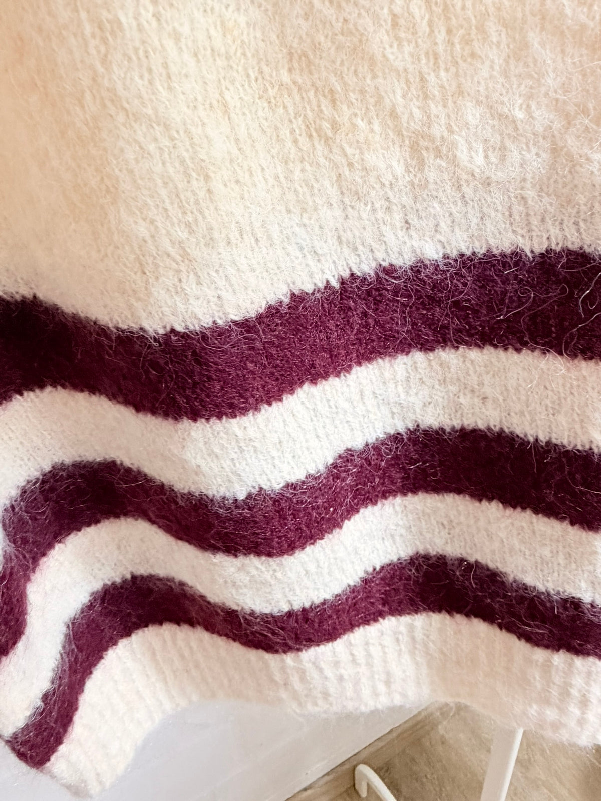 Strickpullover "Bordeaux Lines" - Beige/Bordeaux