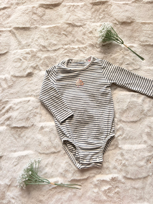 Zara l Baby Langarmbody mit blauen Streifen l Gr. 74