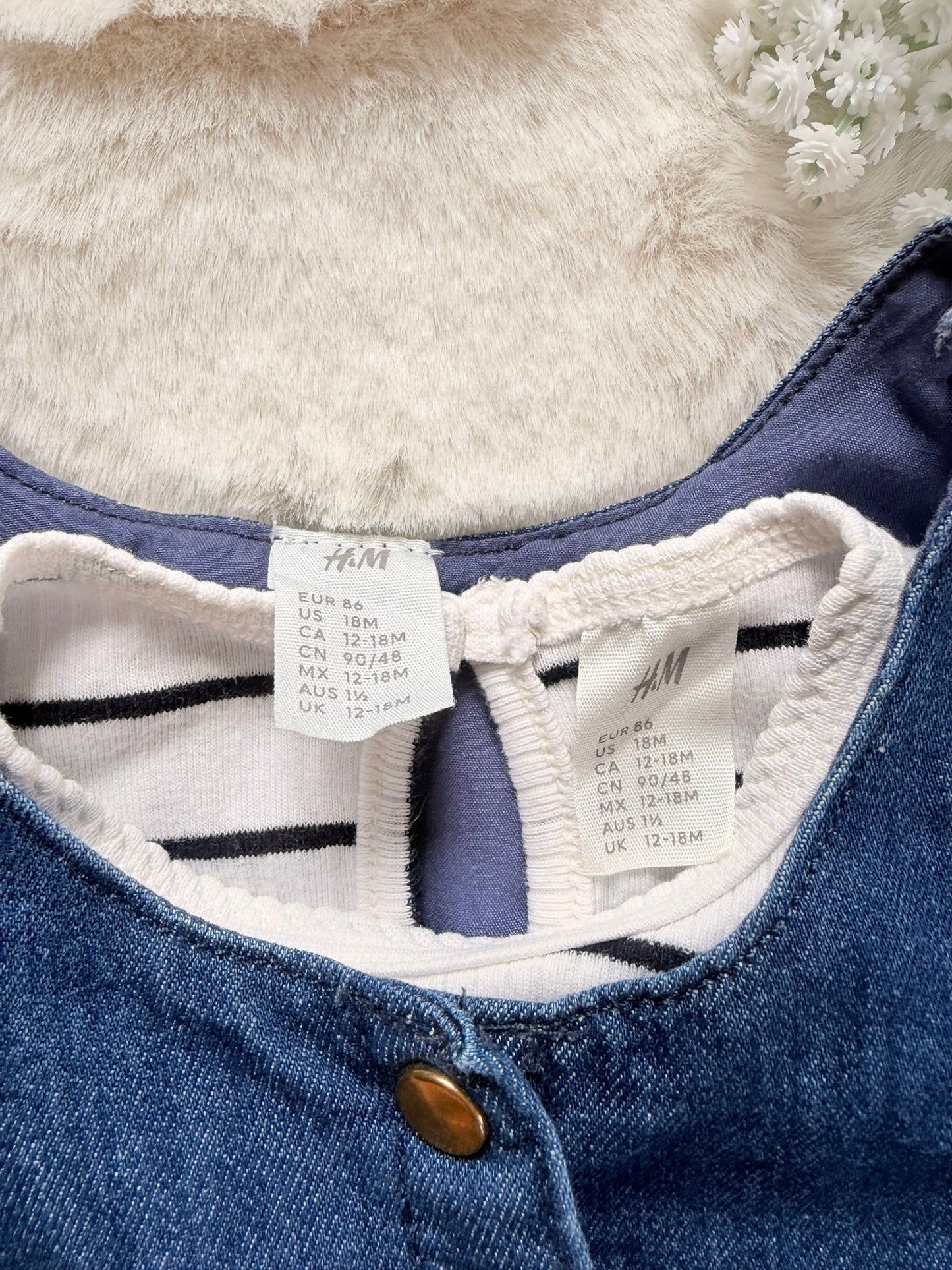 H&M 2-teiliges Mädchen-Set Jeanskleid & Langarmshirt l Gr. 86