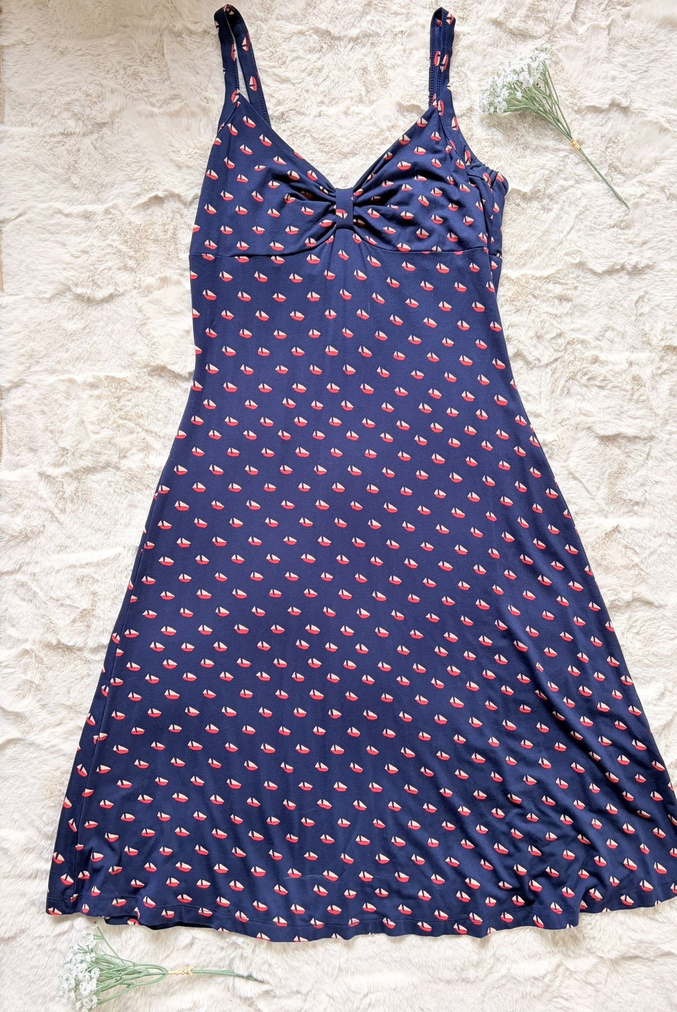 King Louie Sommerkleid mit Segelboot-Muster - Größe M