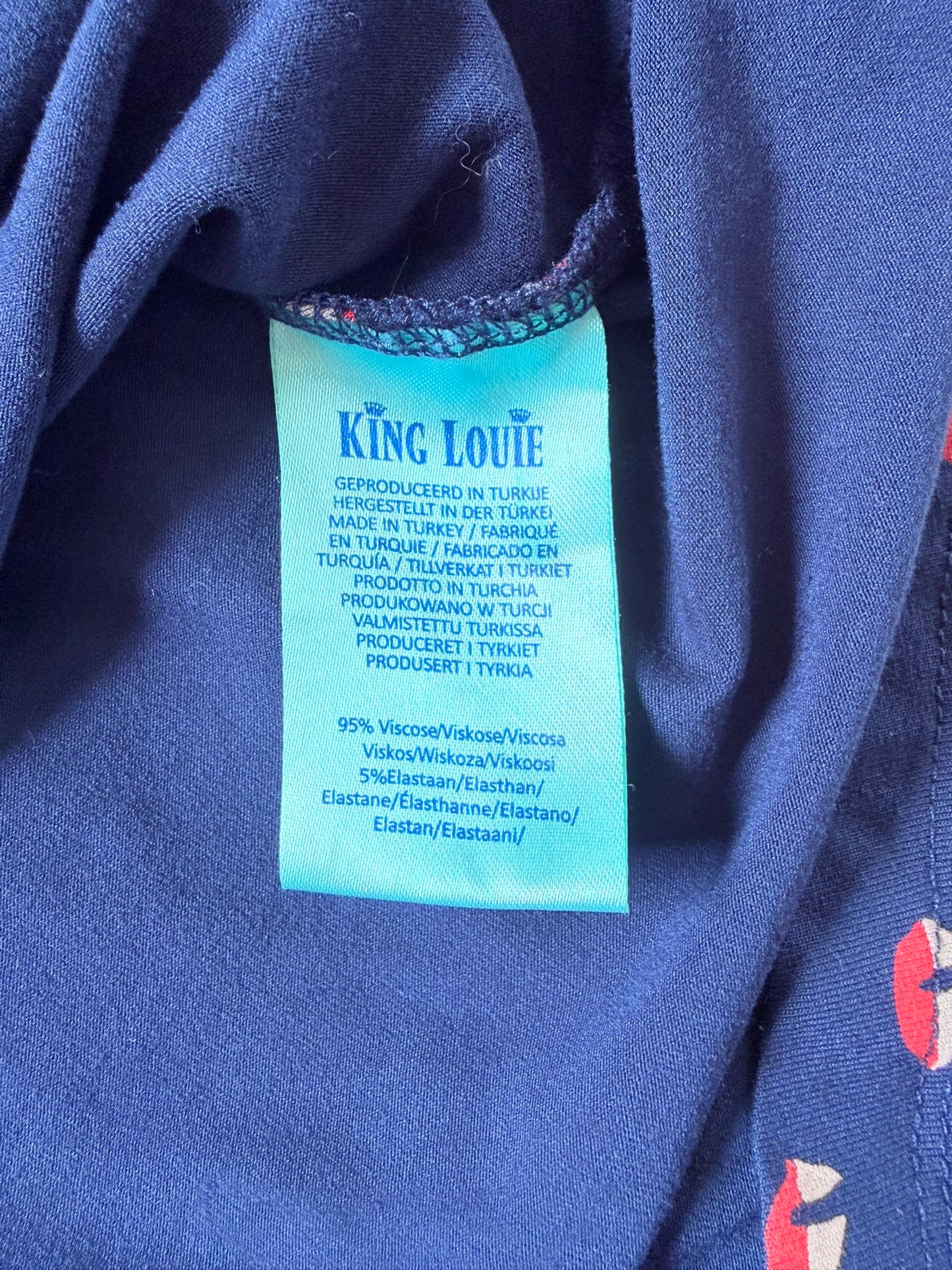 King Louie Sommerkleid mit Segelboot-Muster - Größe M