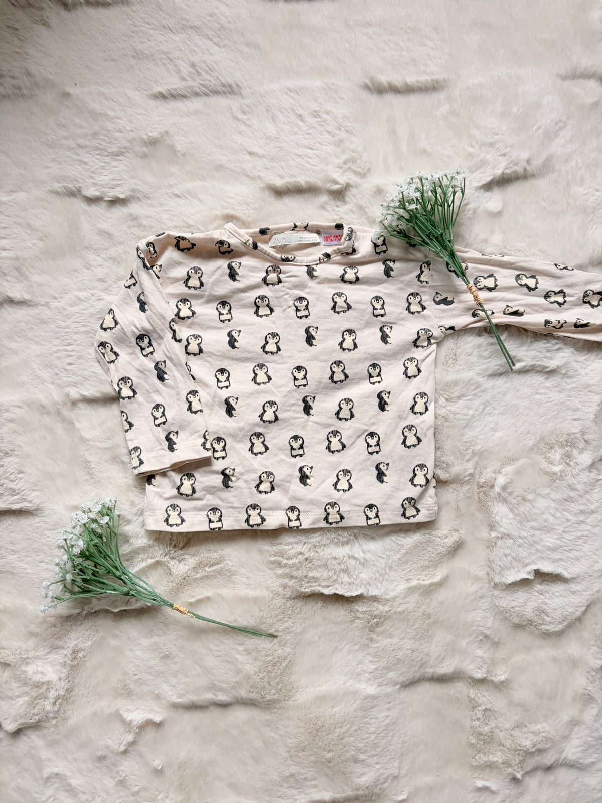 Zara Baby Langarmshirt mit Pinguin-Print I Gr. 74
