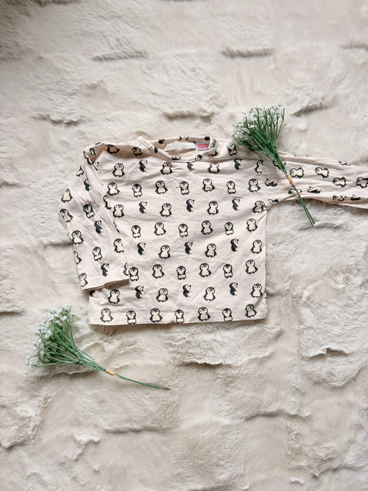 Zara Baby Langarmshirt mit Pinguin-Print I Gr. 74
