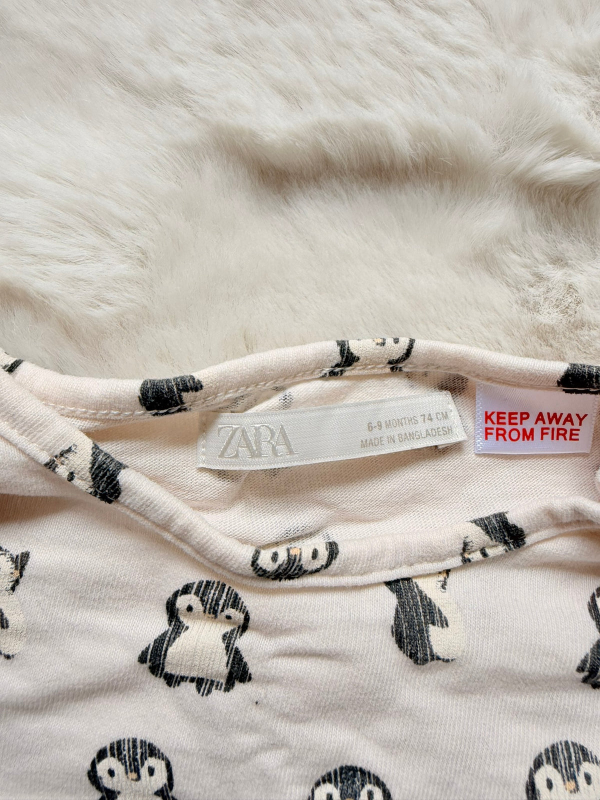 Zara Baby Langarmshirt mit Pinguin-Print I Gr. 74