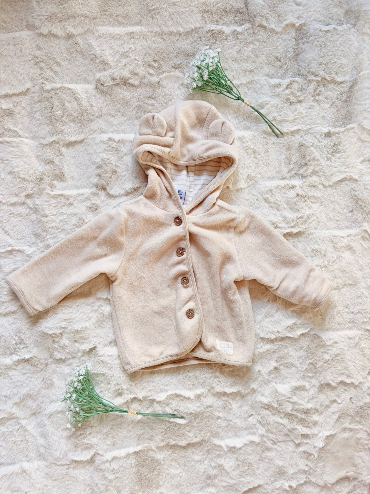 Dopodopo Baby Fleecejacke mit Kapuze und Bärenohren I Gr. 74