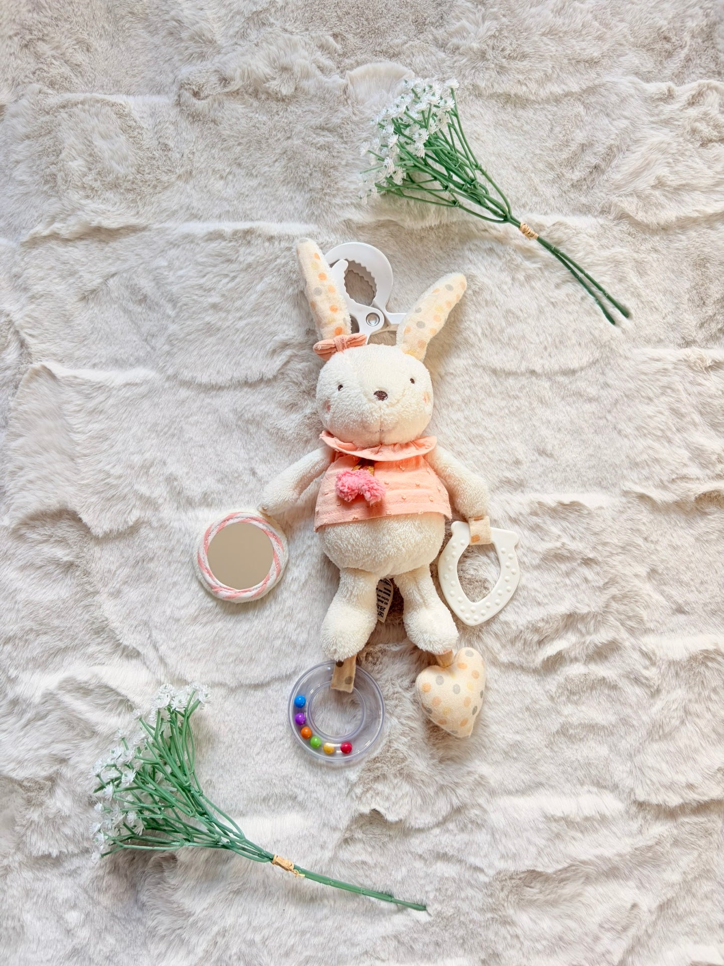Topomini l Baby Aktivitätsspielzeug Hase mit Spiegel & Beißring